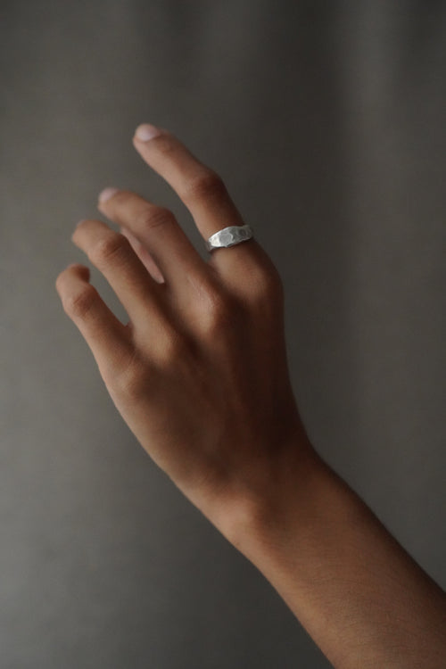 Silver Waves On Sand Ring